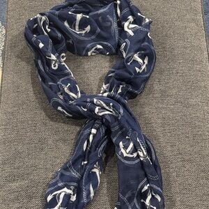 Navy Anchor Print Lightweight Scarf
